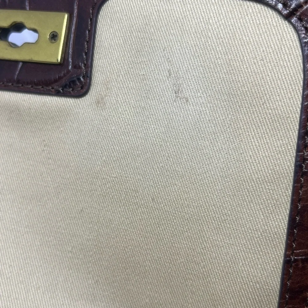 FOSSIL MEMOIR SMALL FLAP Brown Croc-Embossed Leather CROSSBODY  BAG.
